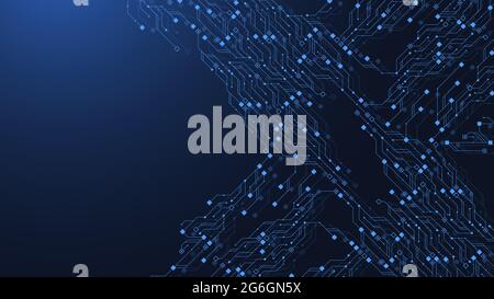 Technology circuit board texture background design. Futuristic blue circuit board background. Minimal vector motherboard Stock Vector