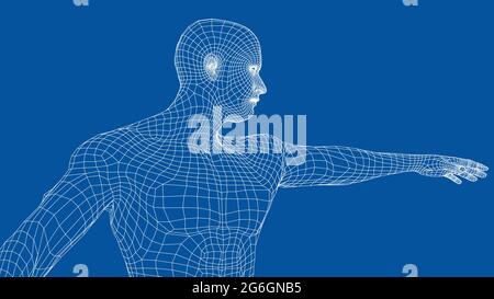 Man holds his hand in front of him. Vector Stock Vector