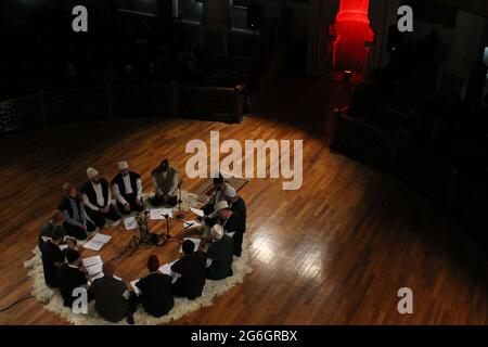 islamic music team, hall and audience Stock Photo