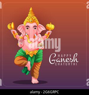 Standing Lord Ganesha greeting card Stock Vector