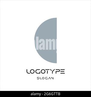 Letter C logo, abstract moon symbol, geometric monumental label. Simple Embedded letter for modern stamp monogram, logo, modern brand concept Stock Vector