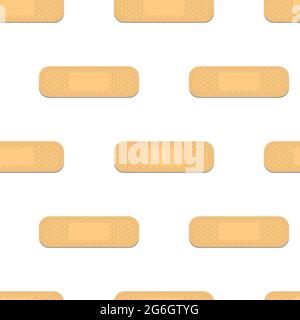 Seamless pattern with sticking plasters. Medical patch repeat texture. On white background. Stock Vector