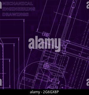 Blueprint. Vector engineering illustration. Purple cyberspace. Instrument-making drawings. Corporate Identity Stock Vector