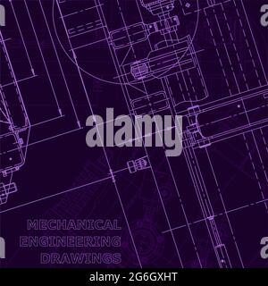 Blueprint. Vector engineering illustration. Technical illustrations, back grounds Purple cyberspace Stock Vector