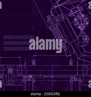 Corporate Identity. Blueprint, scheme, plan sketch Technical illustrations Purple cyberspace Stock Vector