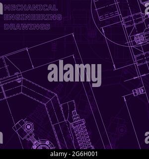 Blueprint, Sketch. Vector illustration. Cover flyer Corporate Identity Purple cyberspace Stock Vector