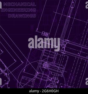 Blueprint. Vector engineering illustration. Technical illustrations Purple cyberspace Stock Vector