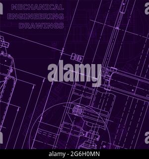 Blueprint. Vector engineering illustration. Technical illustrations, Purple cyberspace. Scheme plan Corporate Identity Stock Vector