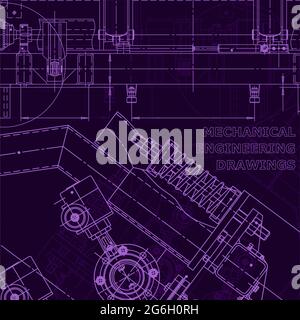 Purple cyberspace. Corporate Identity. Computer aided design systems. Technical illustrations, backgrounds. Machine-building industry Stock Vector