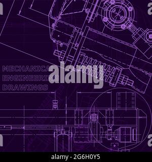Blueprint, scheme, plan, sketch. Technical illustrations backgrounds Purple cyberspace Corporate Identity Stock Vector