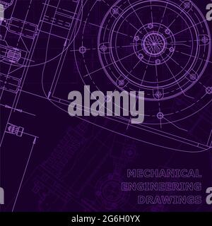 Corporate Identity. Purple cyberspace. Blueprint, scheme, plan sketch Technical illustrations background Industry Stock Vector