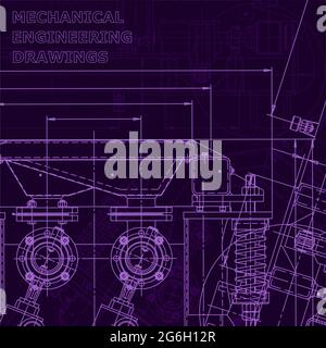 Purple cyberspace. Blueprint, scheme, plan sketch Technical illustrations Industry Stock Vector