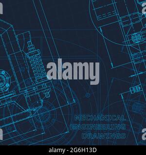 Blueprint. Technical cyberspace. Instrument-making drawings. Mechanical engineering Corporate Identity Stock Vector