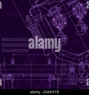 Purple cyberspace. Corporate Identity. Instrument-making drawings. Blueprint, diagram plan sketch Stock Vector