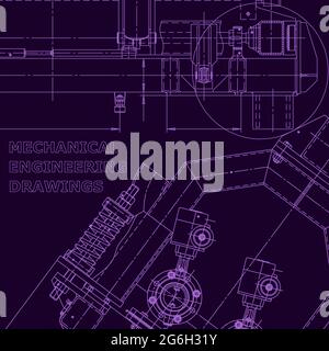 Blueprint, scheme, plan, sketch Technical illustrations Purple cyberspace Corporate Identity Stock Vector