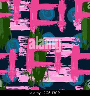 Abstract artistic seamless pattern with trendy hand drawn textures, spots, brush strokes. Modern shapes and textures for paper, covers, fabrics, home Stock Vector