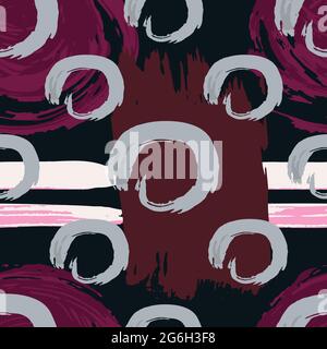 Abstract creative seamless pattern with blots, dots, brush strokes and artistic background. Modern abstract design for paper, covers, fabrics. Texture Stock Vector