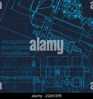 Blueprint. Technical cyberspace. Technical illustrations, backgrounds Machine industry Corporate Identity Stock Vector