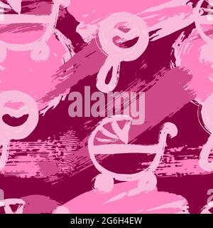 Abstract artistic seamless pattern with trendy hand drawn textures, spots, brush strokes. Modern bright design for paper, covers, fabrics, decoration. Stock Vector