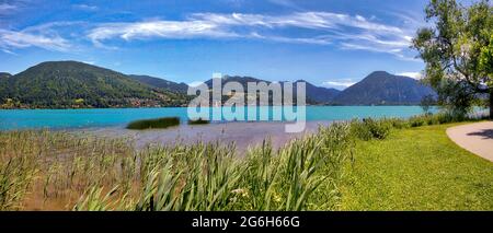 DE - BAVARIA: Lake Tegernsee with Wallberg mountain in background  (HDR-Photography) Stock Photo