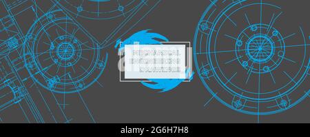 Mechanical engineering drawing. Abstract drawing. Engineering technological wallpaper Stock Vector
