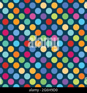 Diagonal coloured spots in a seamless repeating pattern on a dark background Stock Photo