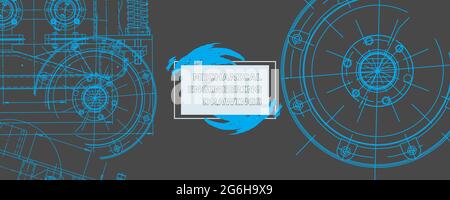 Mechanical engineering drawing. Abstract drawing. Engineering technological wallpaper Stock Vector