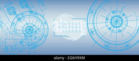 Mechanical engineering drawing. Abstract drawing. Engineering technological wallpaper Stock Vector