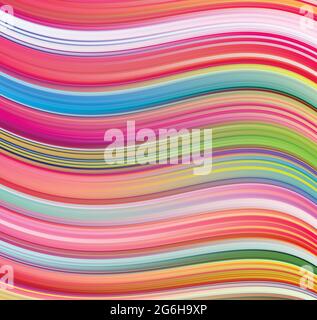 Abstract background illustration with wavy candy-coloured stripes Stock Photo