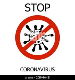 Coronavirus in China. Novel coronavirus (2019-nCoV), white background. Sign caution coronavirus. Stop coronavirus. Coronavirus outbreak. Black Coronav Stock Vector