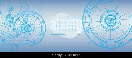 Mechanical engineering drawing. Abstract drawing. Engineering technological wallpaper Stock Vector