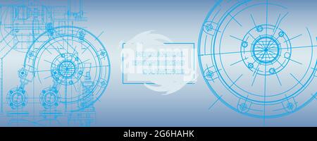 Mechanical engineering drawing. Abstract drawing. Engineering technological wallpaper Stock Vector