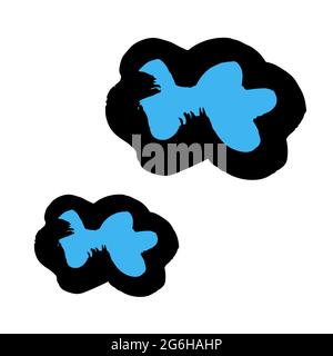 Clouds icon. Hand drawing paint, brush drawing. Isolated on a white background. Decorative element. Doodle grunge style icon. Cartoon Stock Vector