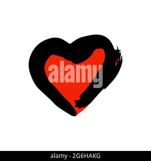 Romantic icon, heart. Hand drawing paint, brush drawing. Isolated on a white background. Doodle grunge style icon. Decorative. Outline, line icon, car Stock Vector