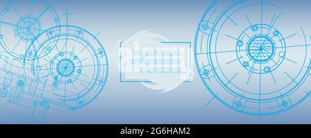 Mechanical engineering drawing. Abstract drawing. Engineering technological wallpaper Stock Vector