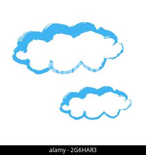 Clouds icon. Hand drawing paint, brush drawing. Isolated on a white background. Doodle grunge style icon. Outline icon, cartoon Stock Vector
