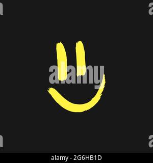 Hand drawing paint, brush drawing. Isolated. Doodle grunge style icon. Decorative element. Outline, line icon, cartoon illustration. Smiley smile icon Stock Vector