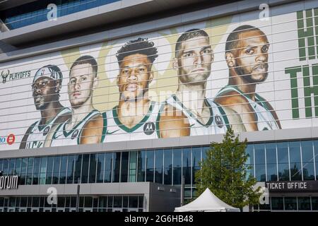 Milwaukee Bucks and Fiserv Forum Stock Photo