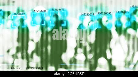 face recognition technology concept illustration of big data and security in city Stock Photo