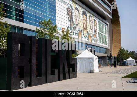 Milwaukee Bucks and Fiserv Forum Stock Photo