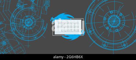 Mechanical engineering drawing. Abstract drawing. Engineering technological wallpaper Stock Vector