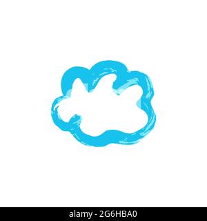 Clouds icon. Hand drawing paint, brush drawing. Isolated on a white background. Doodle grunge style icon. Decorative. Outline, line icon, cartoon illu Stock Vector