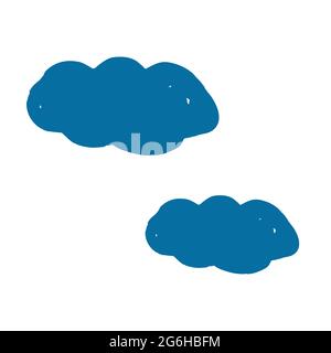 Clouds icon. Decorative. Hand drawing paint, brush drawing. Isolated on a white background. Doodle grunge style icon. Outline icon, cartoon illustrati Stock Vector