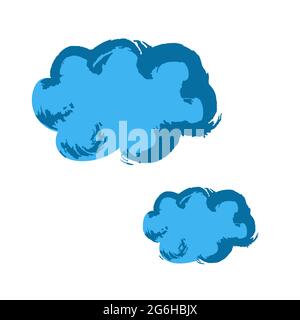 Clouds icon. Hand drawing paint, brush drawing. Isolated on a white background. Decorative. Doodle grunge style icon Stock Vector