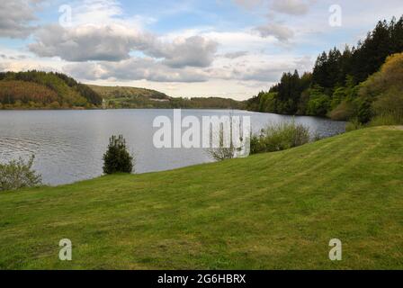 Lake Vyrnwy is a reservoir in Powys, Wales, created in 1888 by flooding the head of the river Vyrnwy Stock Photo