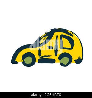 Hand drawing paint, brush drawing. Isolated. Doodle grunge style icon. Machine, car icon Stock Vector