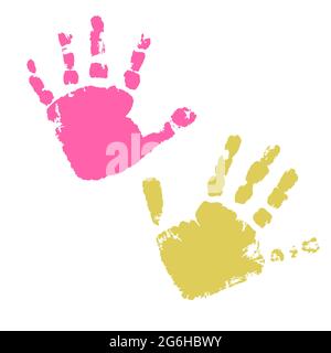 Hand drawing paint, brush drawing. Isolated on a white background. Doodle grunge style icon. Outline icon, cartoon illustration. Baby hand icon Stock Vector