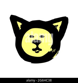 Hand drawing paint, brush drawing. Isolated on a white background. Doodle grunge style icon. Outline, line icon, cartoon illustration. Cat icon Stock Vector
