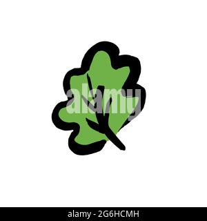 Leaf tree icon. Hand drawing paint, brush drawing. Isolated. Doodle grunge style icon Stock Vector