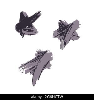 Hand drawing paint, brush drawing. Isolated on a white background. Doodle grunge style icon. Outline, line icon, cartoon illustration. Star Icon Set Stock Vector